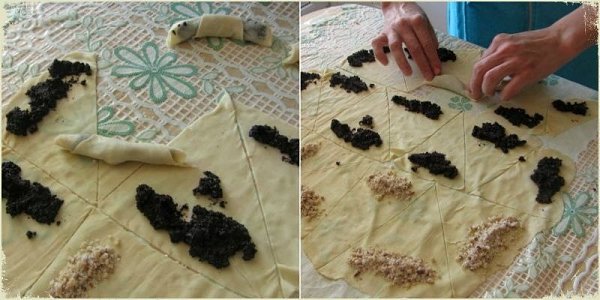 Вкусная выпечка к чаю. 1 ст. сметаны 250 г сливочного масла 0,5 ч. л. соды мука (сколько тесто ... - 4