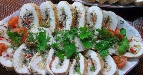 Куриные рулетики с грибами.Вкусное и лёгкое, праздничное блюдо, которое обязательно украсит ваш ...
