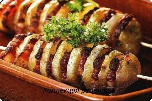 Шашлык из картофеля и свинины.Картофель с мясом всегда вкусно, а в таком виде это еще довольно ...