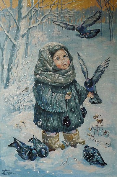 Художник Кира Панина.Айда ловить снежинки языком...ШтАйда ловить снежинки языком,Они летят и ... - 5
