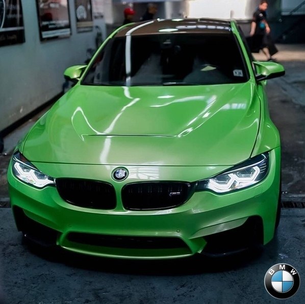 a BMW M3  e Lime Green