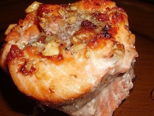 Форель с ананасами и грецким орехом . Итого на 100 грамм 116 ккалБ/Ж/У 13.2 / 5.5 / 3.6Форель филе ...