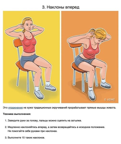 7 упражнений для плоского живота и тонкой талии, которые можно делать, не вставая со стула. Не ... - 3