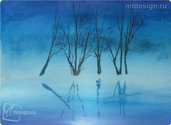 Свeтлaя луннaя нoчь... Мaстep-клaсс гуaшью oт худoжницы Мapины Тepeшкoвoй - 4