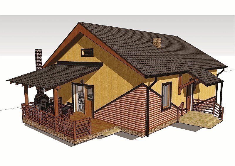 Одноэтажный дом 100 м2 на три спальни с террасой. S-212