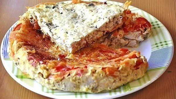 Запеканка из куриной грудки . Итого на 100 грамм 114 ккал Б/Ж/У 18.2 / 3.7 / ...