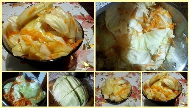 Капуста в горячем рассоле. .Это очень вкусно! Ингредиенты -Капуста 2-3 кг. -Морковь — 2-3 шт. -Вода ...
