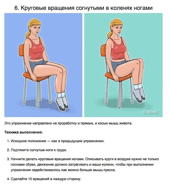 7 упражнений для плоского живота и тонкой талии, которые можно делать, не вставая со стула. Не ... - 6