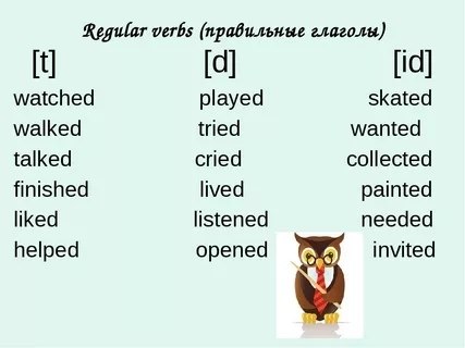 Ed past simple regular verbs. Правильные глаголы в прошедшем времени в английском языке. Окончания правильных глаголов в английском. Past simple правильные глаголы. Чтение правильных глаголов в английском языке.