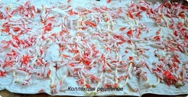 #закуска. Лаваш — 1 Штука (лист) Крабовые палочки — 200 Грамм Яйца — 2 Штуки Зеленый лук — 2-3 Штук ... - 5