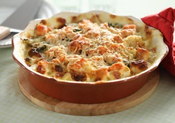 Куриная запеканка под сыром.на 100грамм - 103.99 ккалБ/Ж/У - 16.83/2.77/2.16Ингредиенты:500 г ...