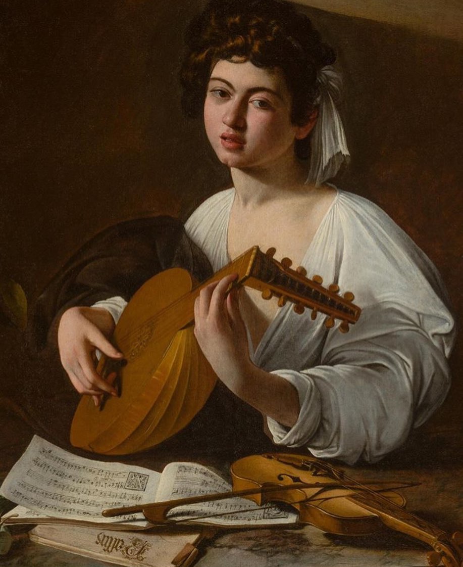 Suonatore di Liuto un olio su tela (94x119 cm) di Caravaggio, opera giovanile in cui l’artista ...