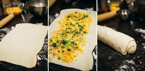 Скрученный домашний хлеб с сыром и зеленью. Мягкий домашний хлеб с тягучим сыром и ароматной ... - 4