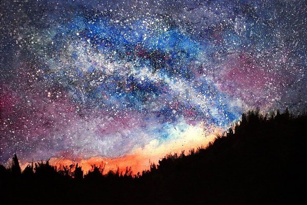 Space Watercolor and gouache arts - 2