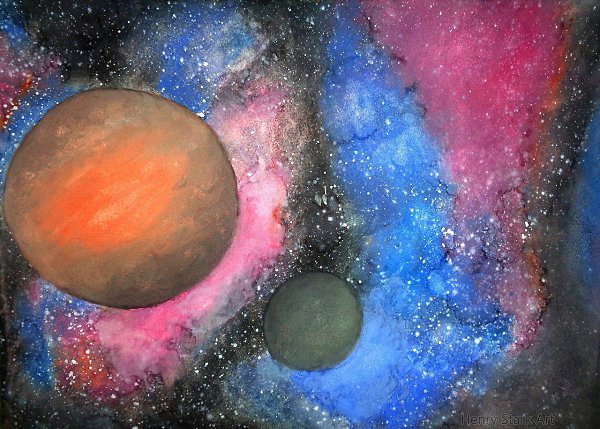Space Watercolor and gouache arts - 4