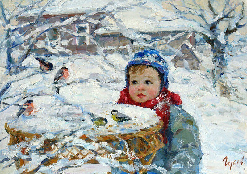 Праздничное утро! Снег глаза слепит. Наметало за ночь аж на целый скирд! Я такая маленькая - в ...