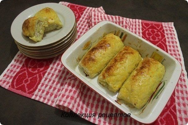 Картофельные рулетики с куриным фаршем.Ингредиенты:Картофель — 6 шт.Мука — 100 гЯйца куриные — 2 ...