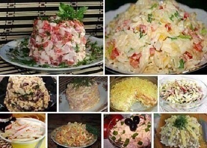ТОП-10 САМЫХ БЫСТРЫХ САЛАТОВ! ГОТОВЯТСЯ ЗА 10 МИНУТ! 1. Салатик из крабовых палочек с помидорами ...