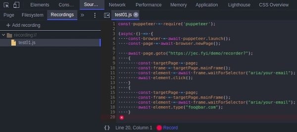 Автогенерация тестов на Puppeteer встроена в Chrome DevTools. Поскольку обычно написание и поддержка ...