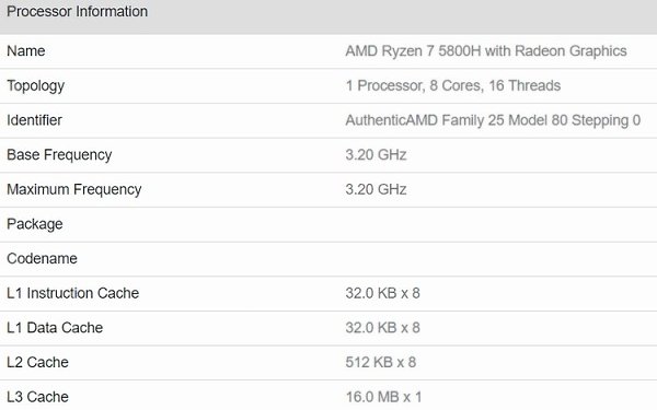     AMD Ryzen 7 5800H  Zen 3   Geekbench