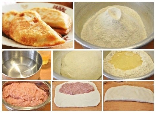 Чебуреки с мясом. Очень удачное хрусткое тесто! Ингредиенты: Тесто: Мука – 8 стакана, Вода – 3 ...