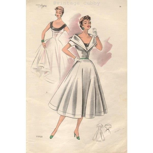 Womans Fashion Plate. Robes Ete, 1955 - 2