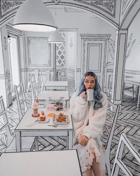 Кафе с невероятным интерьером .Автор: taramilktea (instagram)#креатив@bon