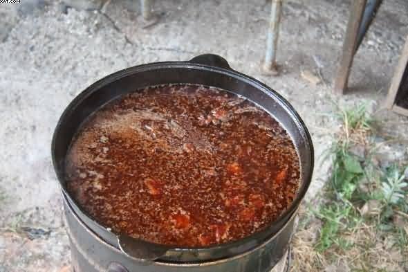 Лагман на костре.Лагман готовится из мяса (преимущественно баранины или говядины), овощей и тянутой ... - 6