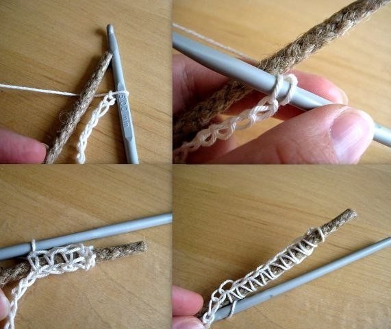 Корзина из толстой веревки. - 2