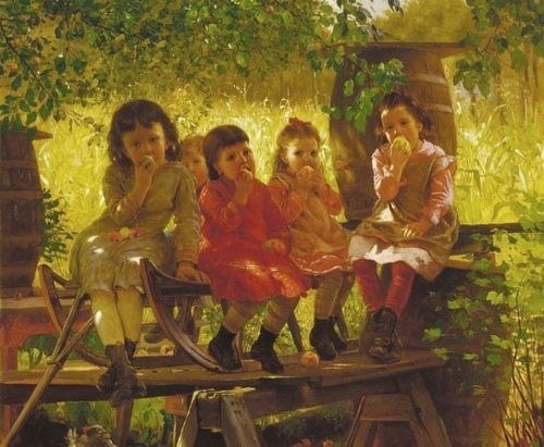 В корзине лежат 4 яблока. Как разделить их между четырьмя детьми так, чтобы каждый из них получил по ...