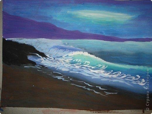Рисуем живописный морской прибой гуашью. #lessons © Школа Рисования - 7