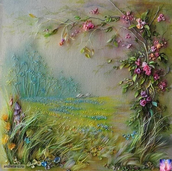 ВЫШИВКА ЛЕНТАМИ И НИТКАМИ. Автор - АНЖЕЛА ЮКЛЯНЧУК. - 2