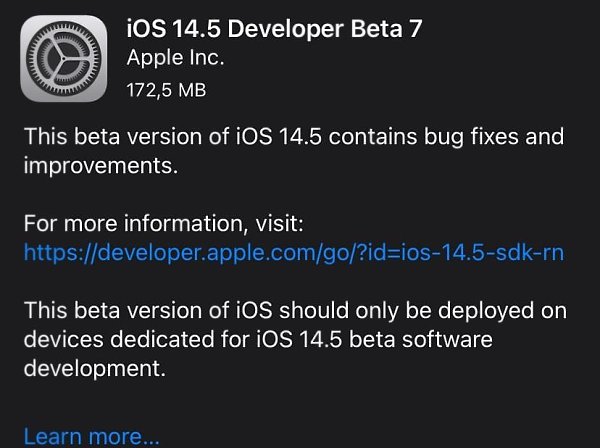     iOS 14.5.     ...