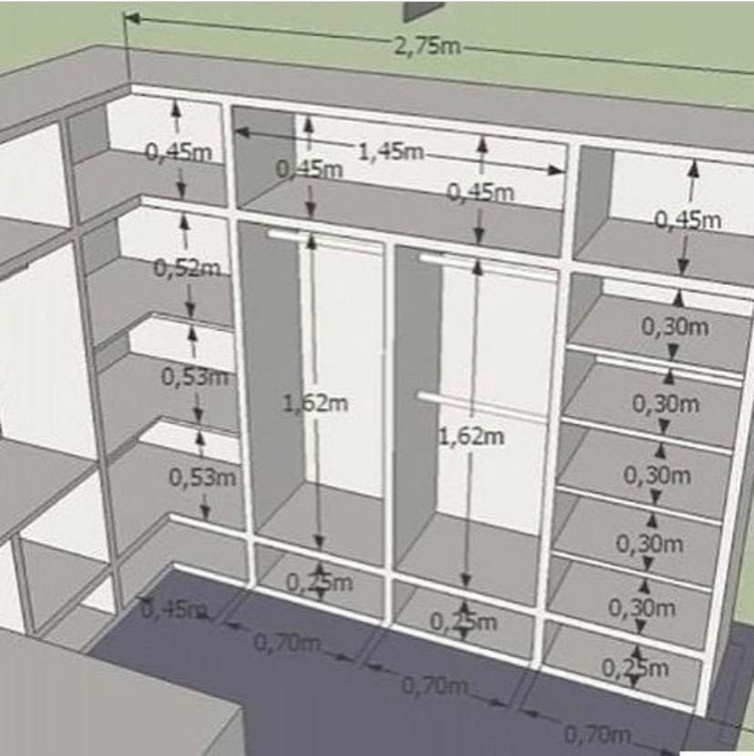 Планировка гардеробной комнаты 2 на 2 метра
