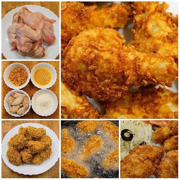 Крылышки а-ля KFC .Ингредиенты: крылышки масло растительное паприка чеснок соль кукурузные ...