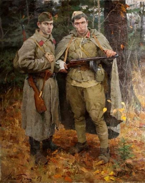 :) СЕРЕЖКА С МАЛОЙ БРОННОЙ И ВИТЬКА С МОХОВОЙ.В полях за Вислой сонной Лежат в земле сырой Сережка с ...