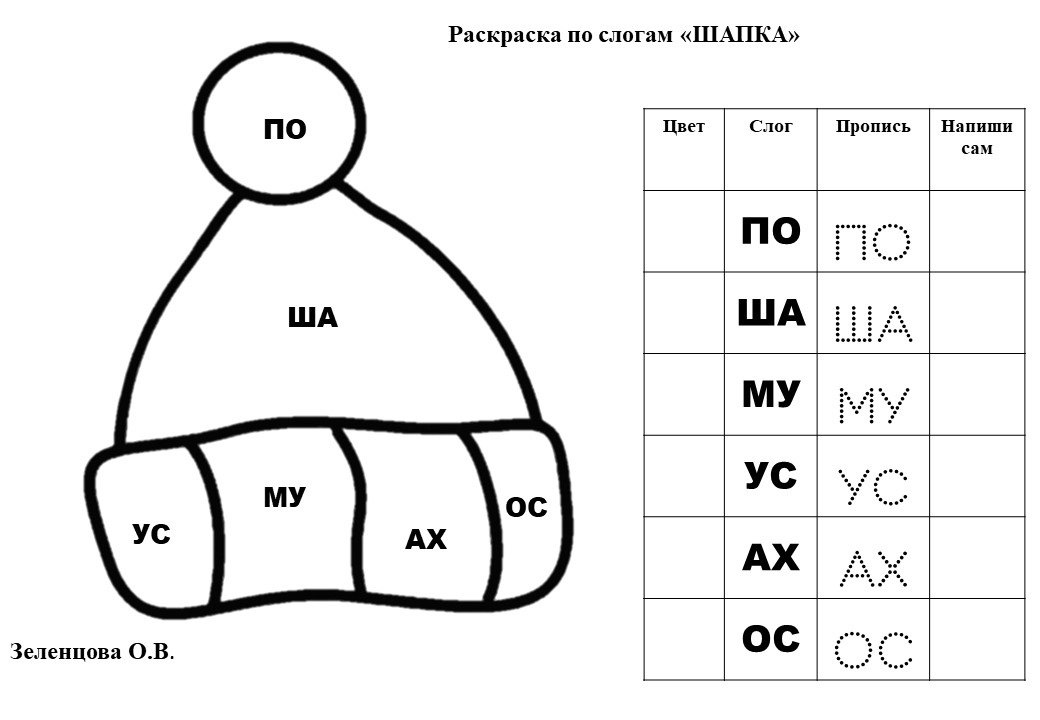 Раскрась по слогам картинки