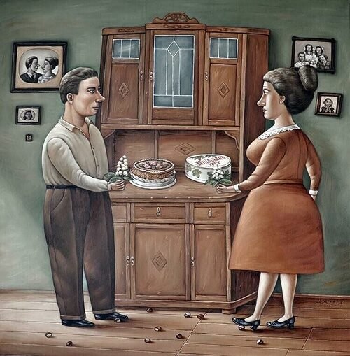 *** Жизнь семейная. ***.Иннокентий Петрович ел борщ. С большим удовольствием, прямо своей ложкой ...