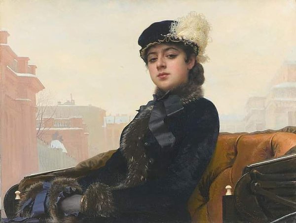 :) И. Н. Крамской (1838-1887).В Петербурге в 1883г. картина ' Неизвестная "стала ...