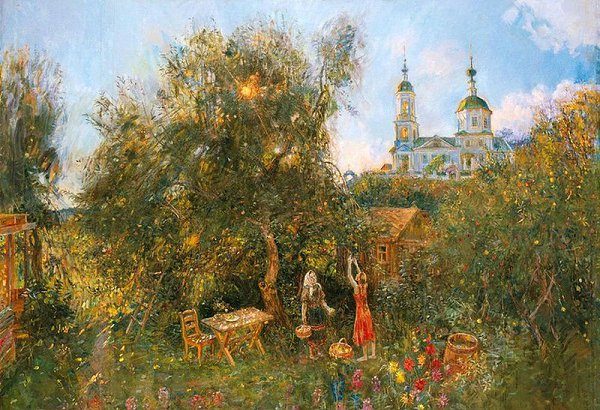Ну, а сколько, скажут, у нас Спасов? А ты и не знаешь. Три Спаса. Первый Спас — загибает он жеёлтый ...