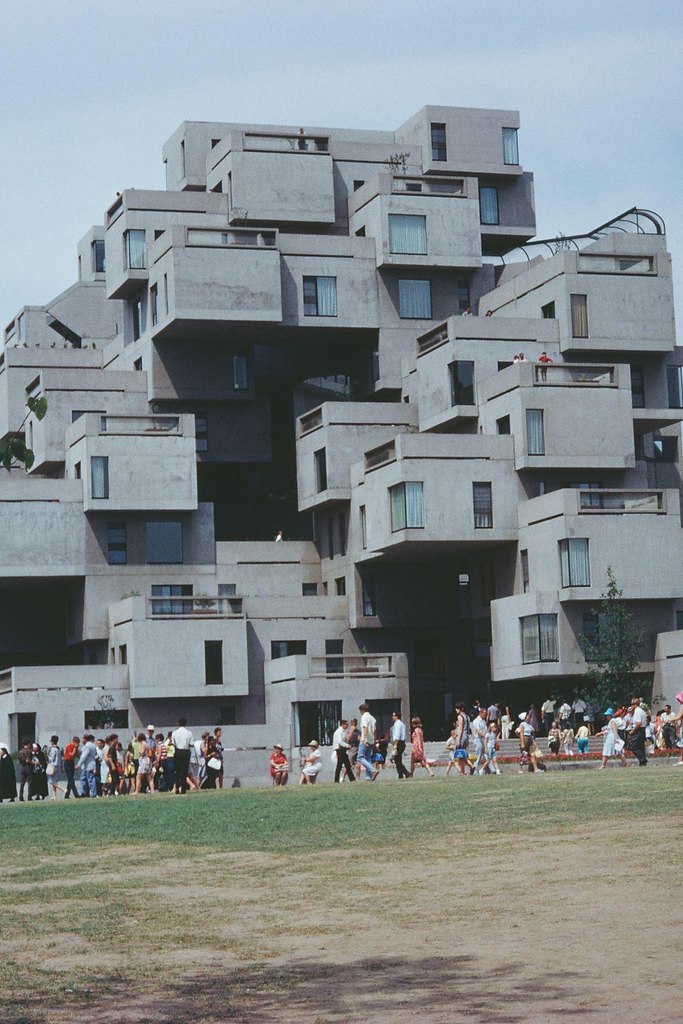 Habitat 67, модульный жилой комплекс на Всемирной выставке Expo 67 в Монреале, Квебек, Канада, 1967 ...