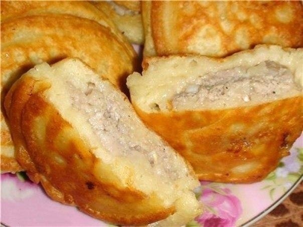 Ленивые беляши. Ингредиенты: Для теста: - 2 стакана кефира - 0,5 ч. ложки соды - 0,5 ч. ложки соли - ...