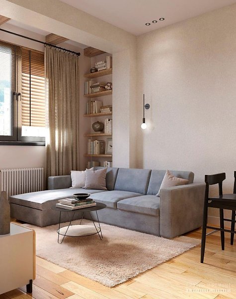 Квартира 42м в стиле эко-минимализм с акцентом на натуральные текстуры