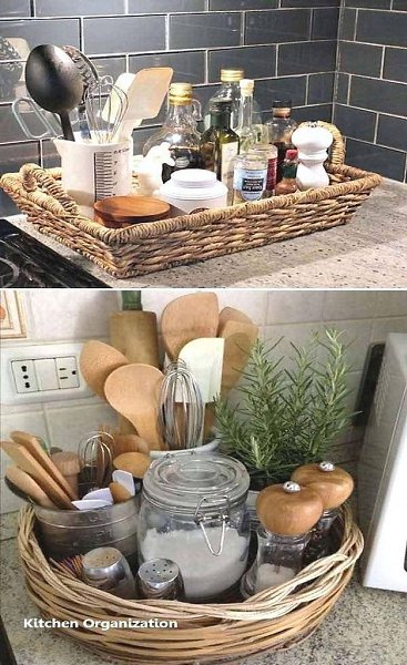 Плетенные корзинки и подносы для красивого хранения - 4