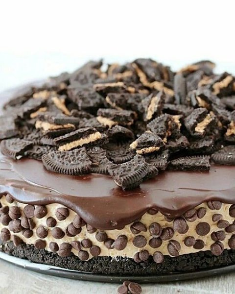 Чизкейк с Oreo и арахисовым маслом без выпечки. Основа: 24 шт. печенья Oreo с арахисовым маслом (или ...