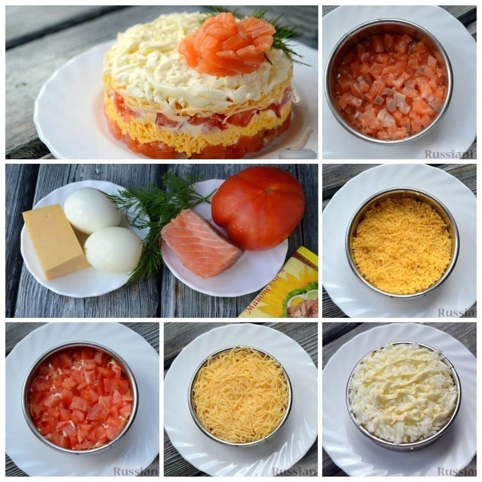 Слоеный салат из семги с сыром.Такой вкусный и сытный! Заменяет полноценный ужин Ингредиенты: Рыба ...