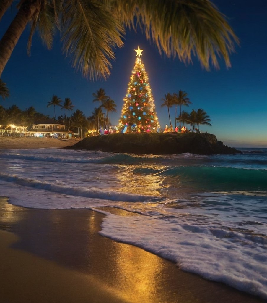 {."prompt": "Surfers celebrate New Year's Eve on the ocean. At night. Brightly ...