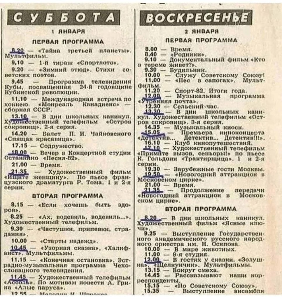 Кто тоже любил подчеркивать свои любимые программы и фильмы? Раньше больше познавательных передач ...