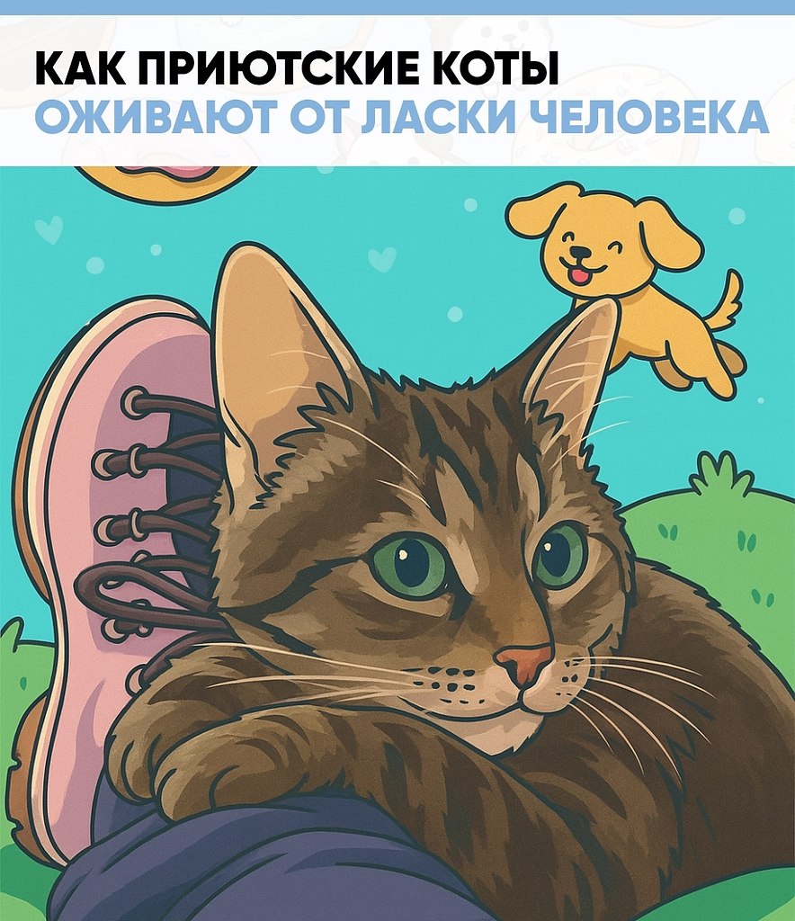 Немного тепла — и ты получаешь всю Вселенную в ответ. Приютские коты не требуют ничего лишнего: ...