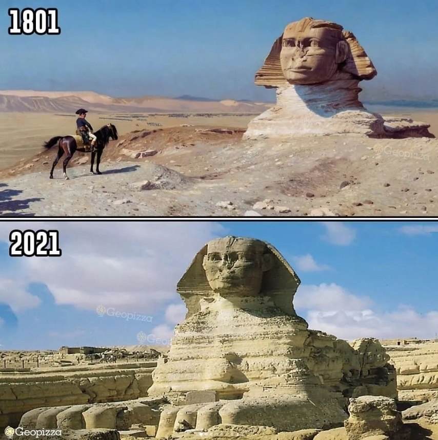 Большой сфинкс, 1801 и 2021 год.